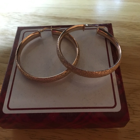 Moda al Massimo 1 3/4 inch rose gold hoop earrings - Picture 1 of 3